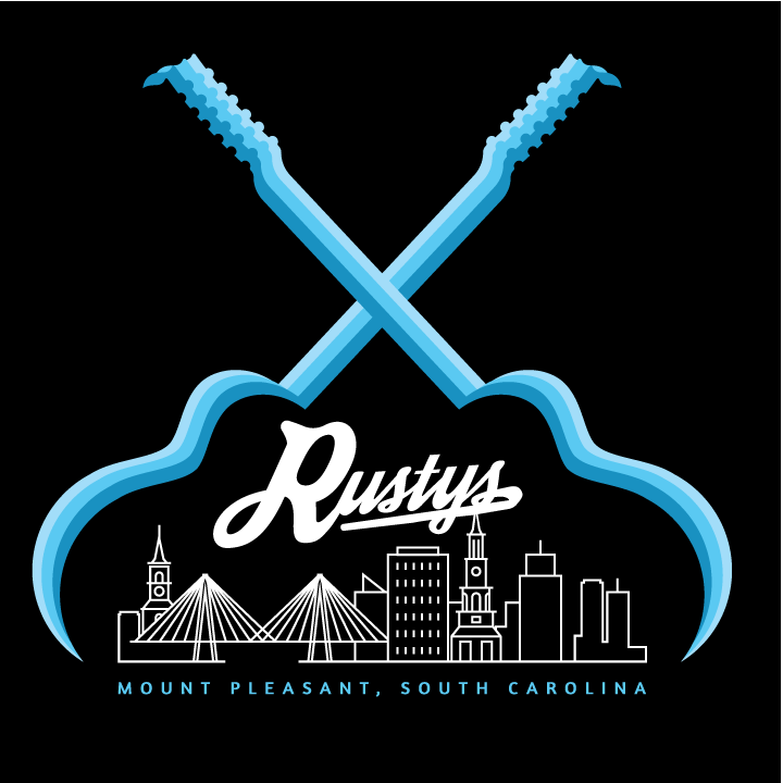 Crossed Blue Guitars T-Shirt - Black