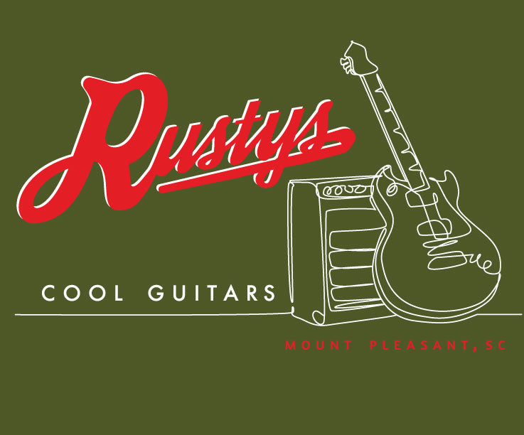 Sketched Guitar & Amp T-Shirt - Olive