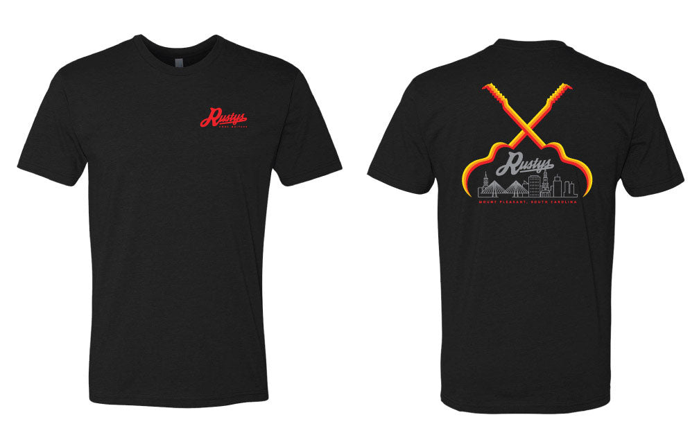 Crossed Red Guitars T-Shirt - Black