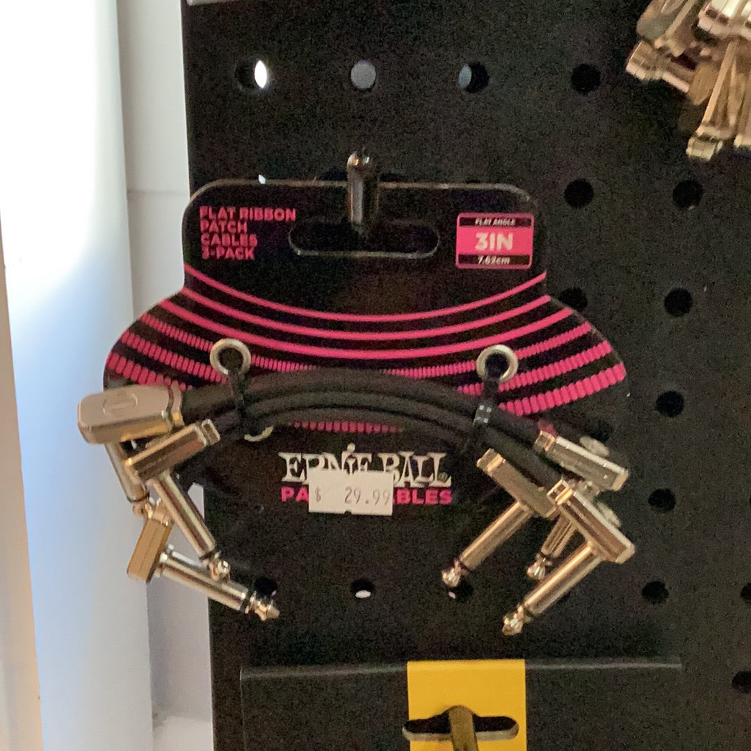 Ernie Ball Flat Patch Cable 3 in RA/RA