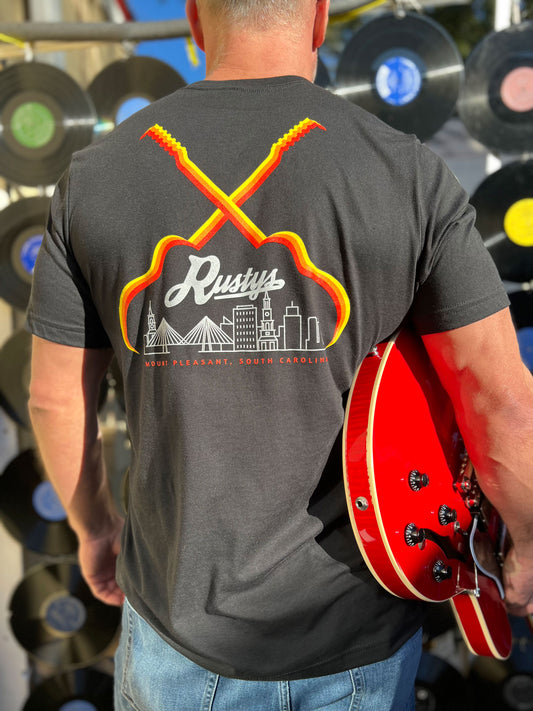 Crossed Red Guitars T-Shirt - Black