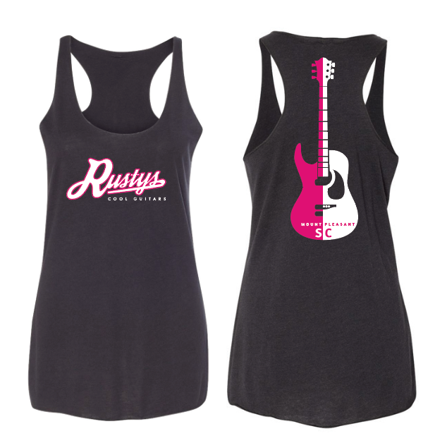 Rusty's Guitar Ladies Tank Top - Heather Grey