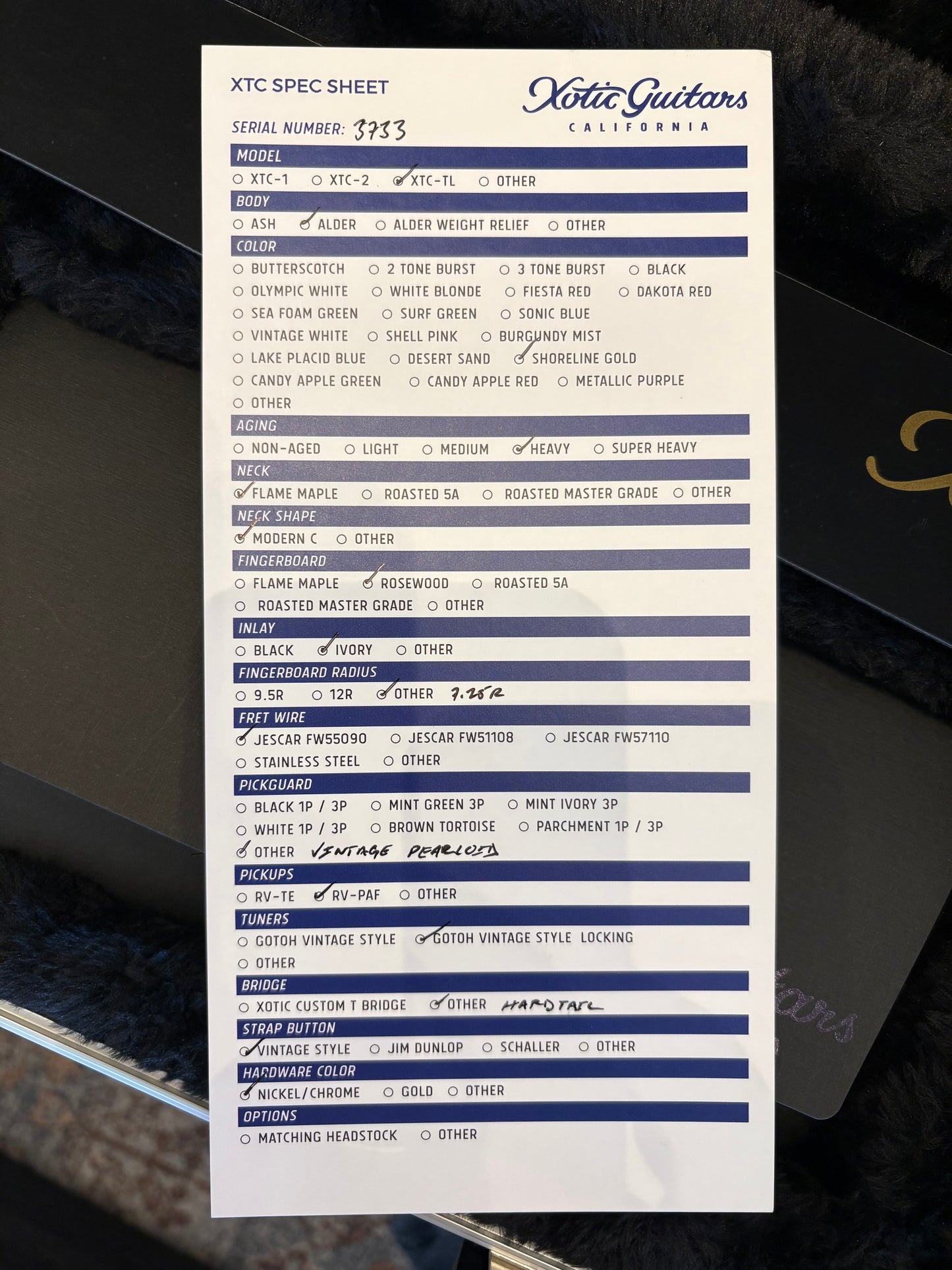 Xotic XTC-TL (HH) Shoreline Gold