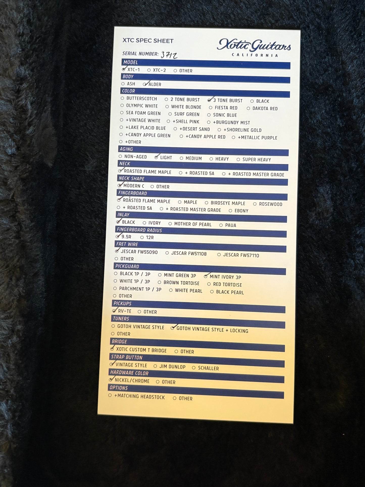 Xotic XTC-1 3 Tone Sunburst