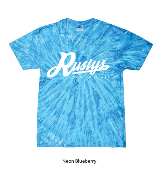 Rusty's Logo Tie-Dyed Neon T-Shirt - Blueberry