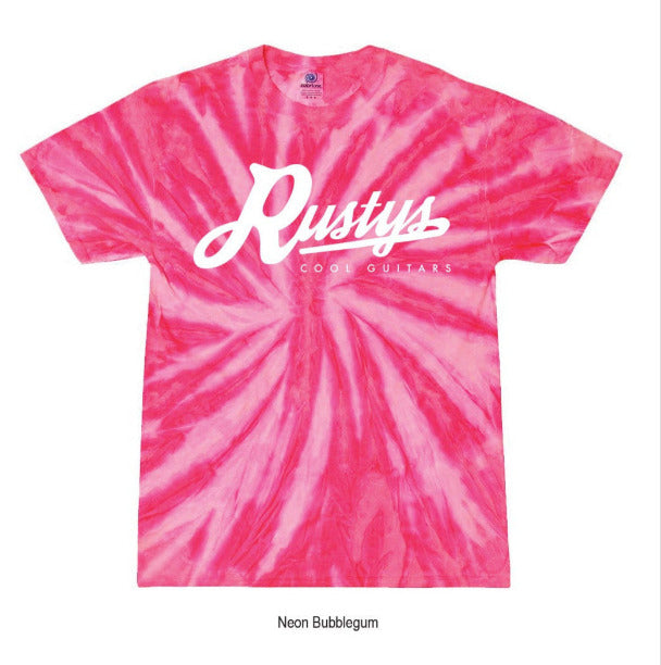 Rusty's Logo Tie-Dyed Neon T-Shirt - Bubblegum