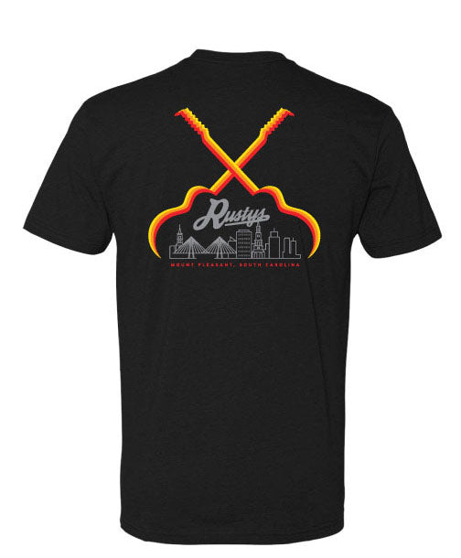 Crossed Red Guitars T-Shirt - Black