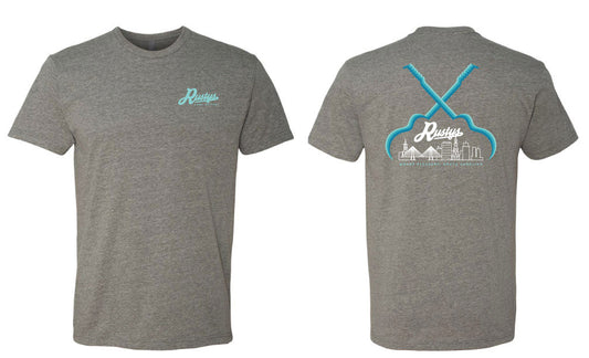 Crossed Blue Guitars T-Shirt - Grey