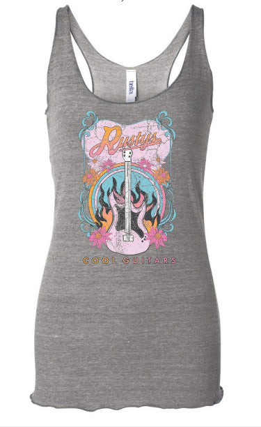 Rusty's Guitar Ladies Tank Top - Grey