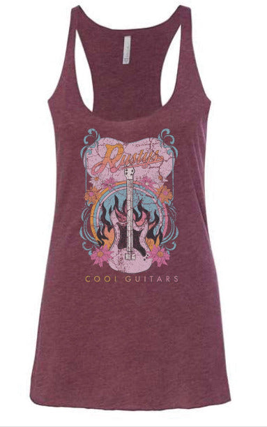 Rusty's Guitar Ladies Tank Top - Maroon